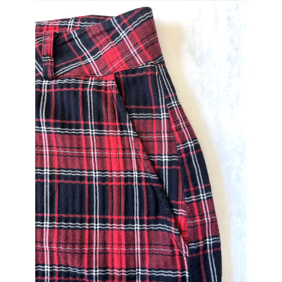 Zara Tartan Womens Tartan Plaid Crop Harem Pants Sz S Flat Front Pockets 80s - Picture 9 of 10